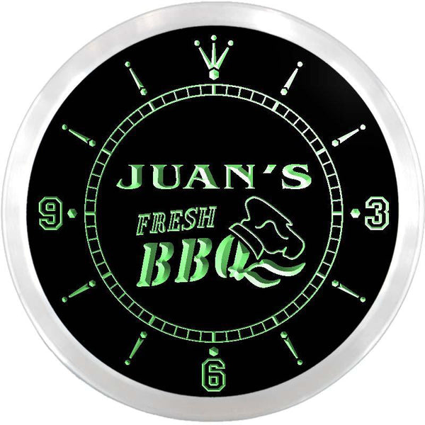 ADVPRO Juan's Fresh BBQ Shop Custom Name Neon Sign Clock ncx0052-tm - Green