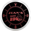 ADVPRO Juan's Fresh BBQ Shop Custom Name Neon Sign Clock ncx0052-tm - Red