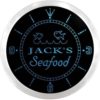 ADVPRO Jack's Seafood Restaurant Custom Name Neon Sign Clock ncx0053-tm - Blue