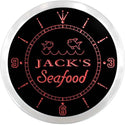 ADVPRO Jack's Seafood Restaurant Custom Name Neon Sign Clock ncx0053-tm - Red
