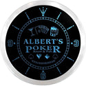 ADVPRO Albert's Neighborhood Poker Room Custom Name Neon Sign Clock ncx0054-tm - Blue
