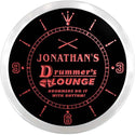 ADVPRO Jonathan's Drummer Lounge Room Custom Name Neon Sign Clock ncx0055-tm - Red