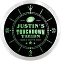 ADVPRO Justin's Touchdown Tavern Bar Custom Name Neon Sign Clock ncx0056-tm - Green