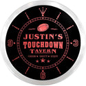 ADVPRO Justin's Touchdown Tavern Bar Custom Name Neon Sign Clock ncx0056-tm - Red