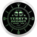 ADVPRO Terry's Dugout Players Club Custom Name Neon Sign Clock ncx0057-tm - Green