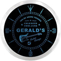 ADVPRO Gerald's Guitar Lounge Custom Name Neon Sign Clock ncx0058-tm - Blue