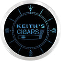 ADVPRO Keith's Cigars Bar Custom Name Neon Sign Clock ncx0059-tm - Blue