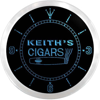ADVPRO Keith's Cigars Bar Custom Name Neon Sign Clock ncx0059-tm - Blue