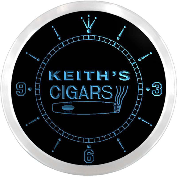 ADVPRO Keith's Cigars Bar Custom Name Neon Sign Clock ncx0059-tm - Blue