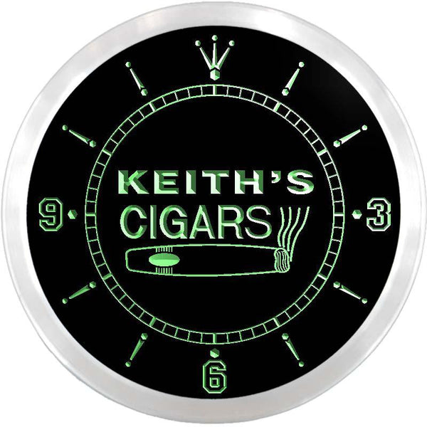 ADVPRO Keith's Cigars Bar Custom Name Neon Sign Clock ncx0059-tm - Green
