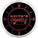 ADVPRO Keith's Cigars Bar Custom Name Neon Sign Clock ncx0059-tm - Red