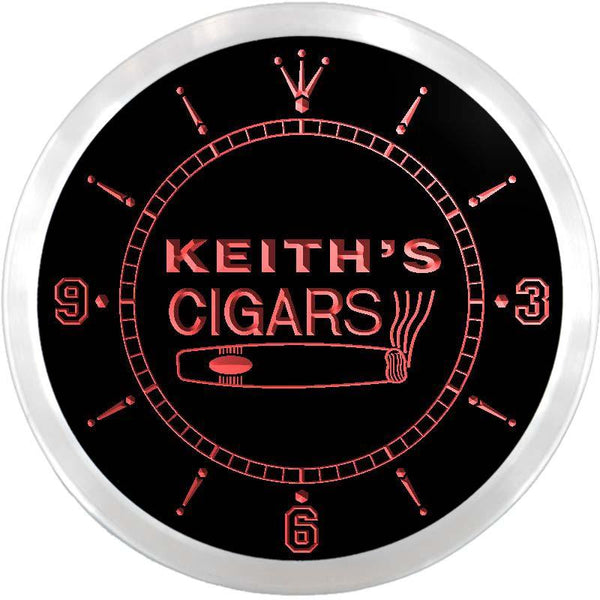 ADVPRO Keith's Cigars Bar Custom Name Neon Sign Clock ncx0059-tm - Red