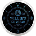 ADVPRO Willie's Ice Cream Custom Name Neon Sign Clock ncx0061-tm - Blue
