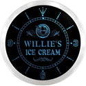 ADVPRO Willie's Ice Cream Custom Name Neon Sign Clock ncx0061-tm - Blue