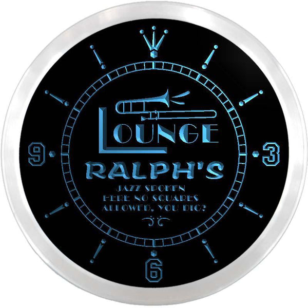 ADVPRO Ralph's Jazz Music Lounge Pub Bar Custom Name Neon Sign Clock ncx0063-tm - Blue