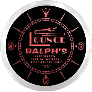 ADVPRO Ralph's Jazz Music Lounge Pub Bar Custom Name Neon Sign Clock ncx0063-tm - Red