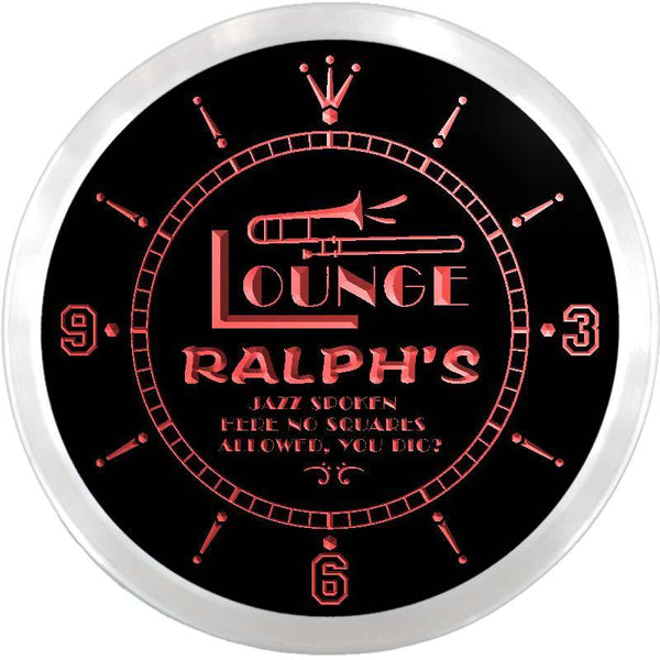 ADVPRO Ralph's Jazz Music Lounge Pub Bar Custom Name Neon Sign Clock ncx0063-tm - Red