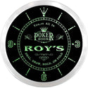 ADVPRO Roy's Poker King Room Custom Name Neon Sign Clock ncx0065-tm - Green