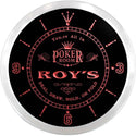 ADVPRO Roy's Poker King Room Custom Name Neon Sign Clock ncx0065-tm - Red