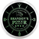 ADVPRO Brandon's Poker Room Custom Name Neon Sign Clock ncx0068-tm - Green