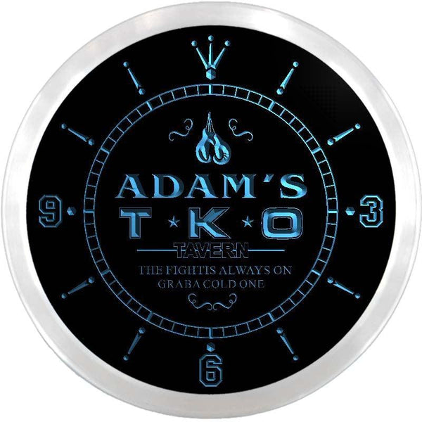 ADVPRO Adam's T.K.O. Tavern UFC Custom Name Neon Sign Clock ncx0069-tm - Blue