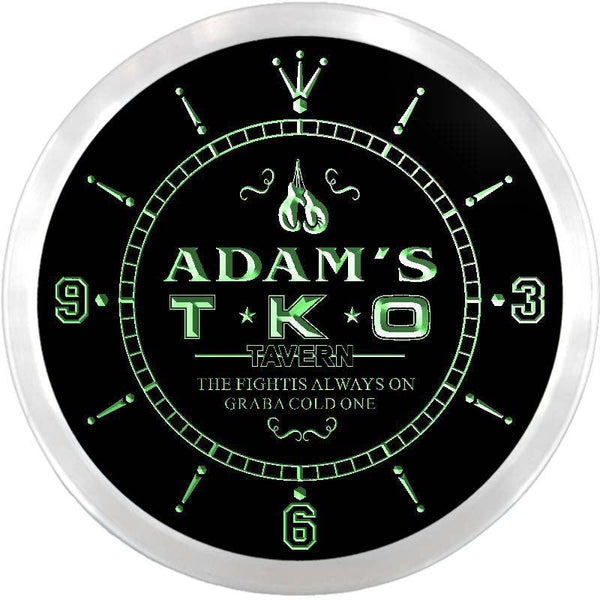 ADVPRO Adam's T.K.O. Tavern UFC Custom Name Neon Sign Clock ncx0069-tm - Green