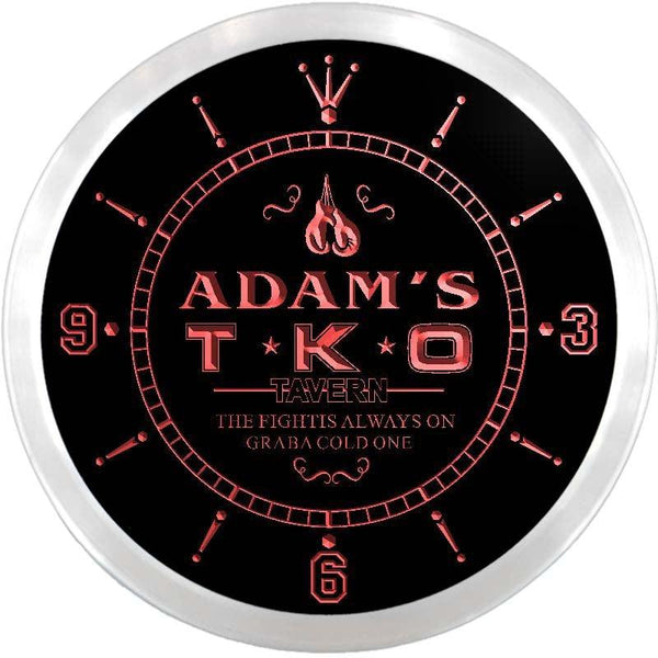ADVPRO Adam's T.K.O. Tavern UFC Custom Name Neon Sign Clock ncx0069-tm - Red