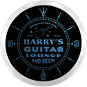 ADVPRO Harry's Guitar Lounge Custom Name Neon Sign Clock ncx0071-tm - Blue