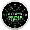 ADVPRO Harry's Guitar Lounge Custom Name Neon Sign Clock ncx0071-tm - Green