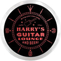 ADVPRO Harry's Guitar Lounge Custom Name Neon Sign Clock ncx0071-tm - Red