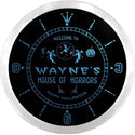 ADVPRO Wayne's House of Horrors Halloween Custom Name Neon Sign Clock ncx0072-tm - Blue