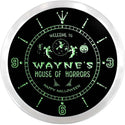 ADVPRO Wayne's House of Horrors Halloween Custom Name Neon Sign Clock ncx0072-tm - Green