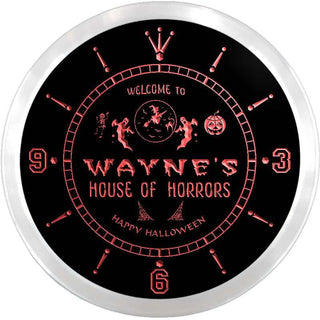 ADVPRO Wayne's House of Horrors Halloween Custom Name Neon Sign Clock ncx0072-tm - Red