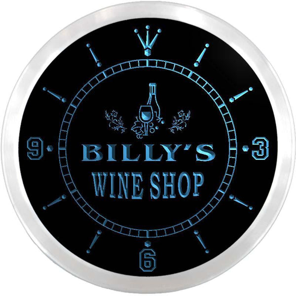 ADVPRO Billy's Wine Shop Custom Name Neon Sign Clock ncx0073-tm - Blue