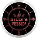 ADVPRO Billy's Wine Shop Custom Name Neon Sign Clock ncx0073-tm - Red