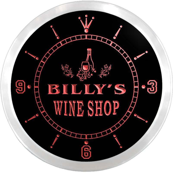 ADVPRO Billy's Wine Shop Custom Name Neon Sign Clock ncx0073-tm - Red