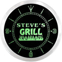 ADVPRO Steve's Grill Bar Custom Name Neon Sign Clock ncx0074-tm - Green