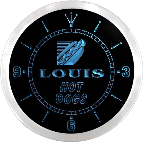ADVPRO Louis Hot Dogs Custom Name Neon Sign Clock ncx0075-tm - Blue