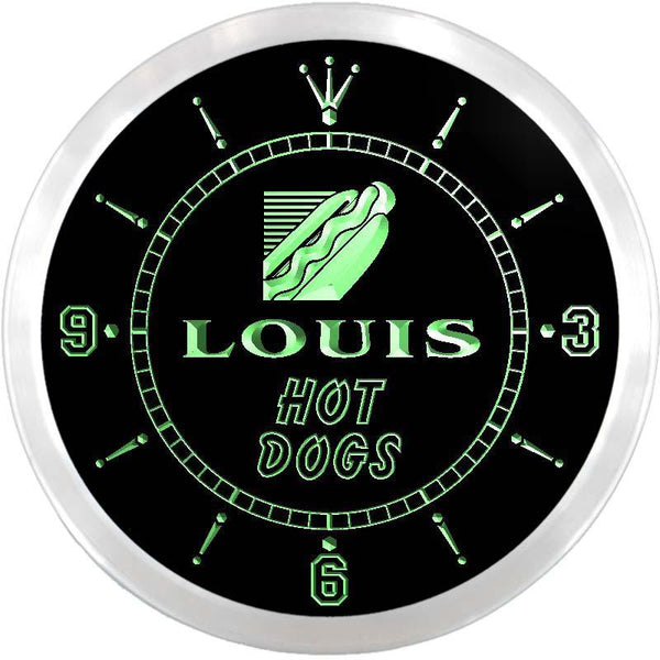 ADVPRO Louis Hot Dogs Custom Name Neon Sign Clock ncx0075-tm - Green