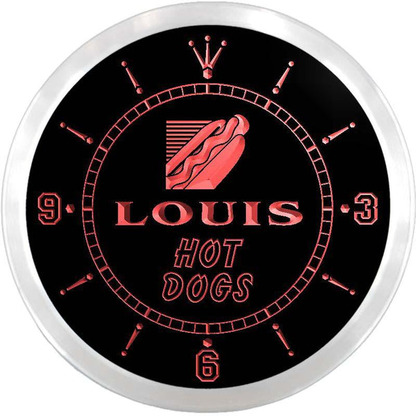ADVPRO Louis Hot Dogs Custom Name Neon Sign Clock ncx0075-tm - Red