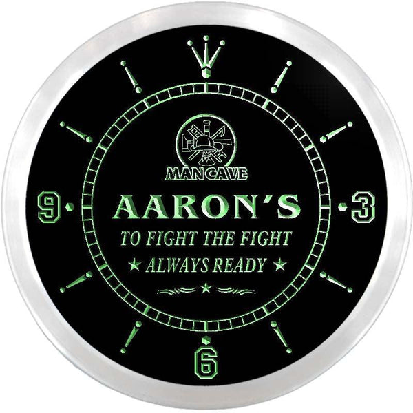 ADVPRO Aaron's Firefighter Man Cave Custom Name Neon Sign Clock ncx0077-tm - Green