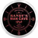 ADVPRO Randy's Man Cave Pub Custom Name Neon Sign Clock ncx0078-tm - Red