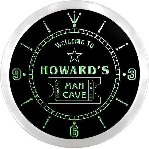 ADVPRO Howard's Man Cave Home Cinema Custom Name Neon Sign Clock ncx0080-tm - Green