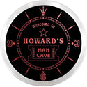 ADVPRO Howard's Man Cave Home Cinema Custom Name Neon Sign Clock ncx0080-tm - Red