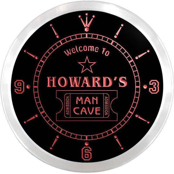 ADVPRO Howard's Man Cave Home Cinema Custom Name Neon Sign Clock ncx0080-tm - Red