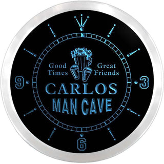 ADVPRO Carlos Man Cave Bar Custom Name Neon Sign Clock ncx0081-tm - Blue