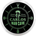 ADVPRO Carlos Man Cave Bar Custom Name Neon Sign Clock ncx0081-tm - Green