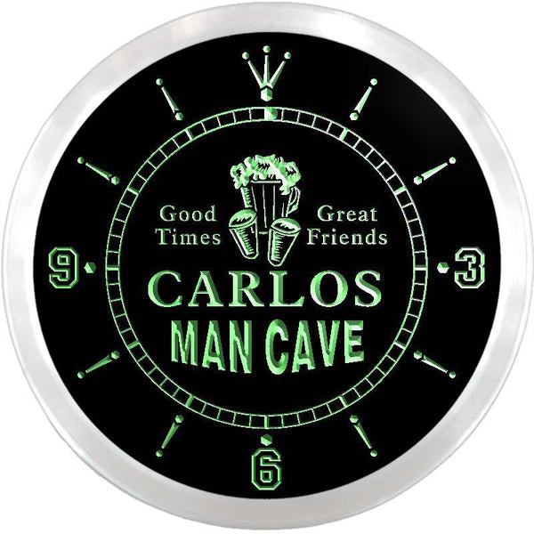 ADVPRO Carlos Man Cave Bar Custom Name Neon Sign Clock ncx0081-tm - Green