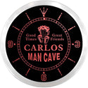 ADVPRO Carlos Man Cave Bar Custom Name Neon Sign Clock ncx0081-tm - Red