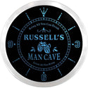 ADVPRO Russell's Neighborhood Man Cave Bar Custom Name Neon Sign Clock ncx0082-tm - Blue